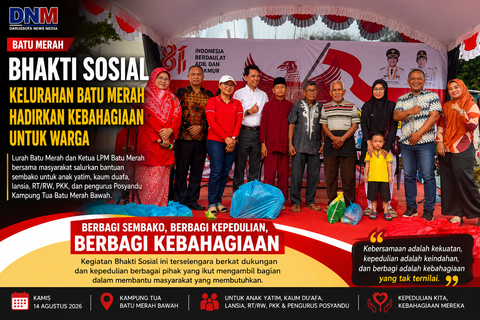 Lurah dan LPM Batu Merah Hadirkan Kebahagiaan Lewat Bhakti Sosial untuk Warga