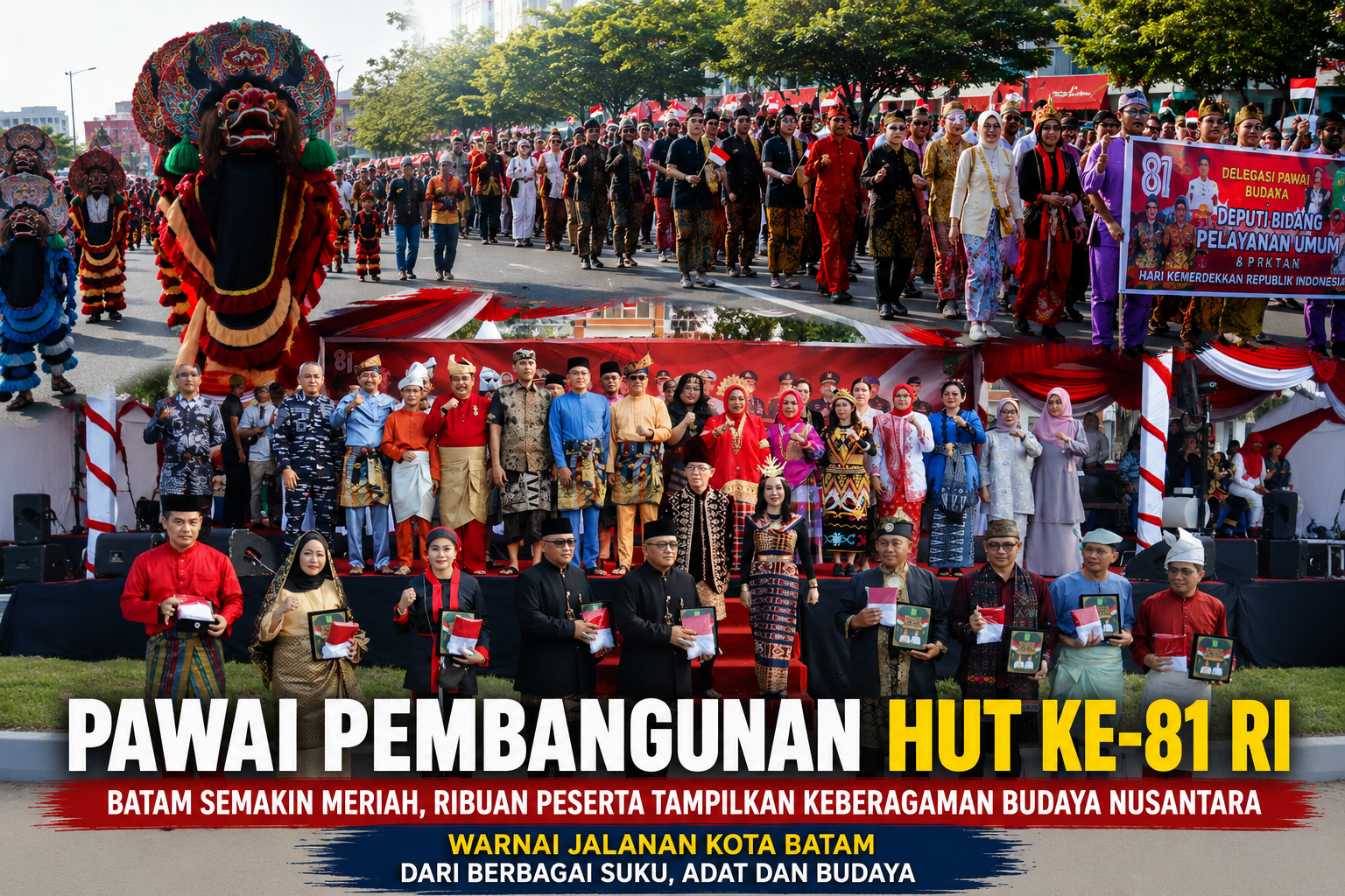 Semarak HUT ke-81 RI, Pawai di Batam Tampilkan Keberagaman Budaya Nusantara