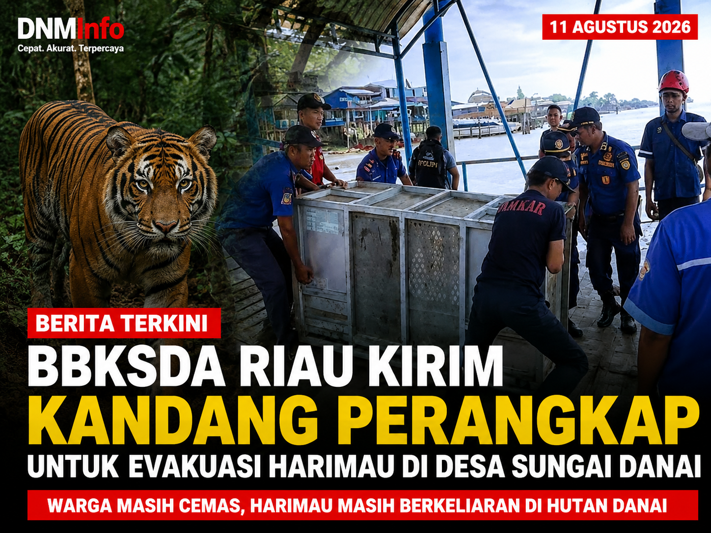 BBKSDA Riau Kirim Kandang Perangkap untuk Evakuasi Harimau yang Resahkan Warga di Pulau Burung
