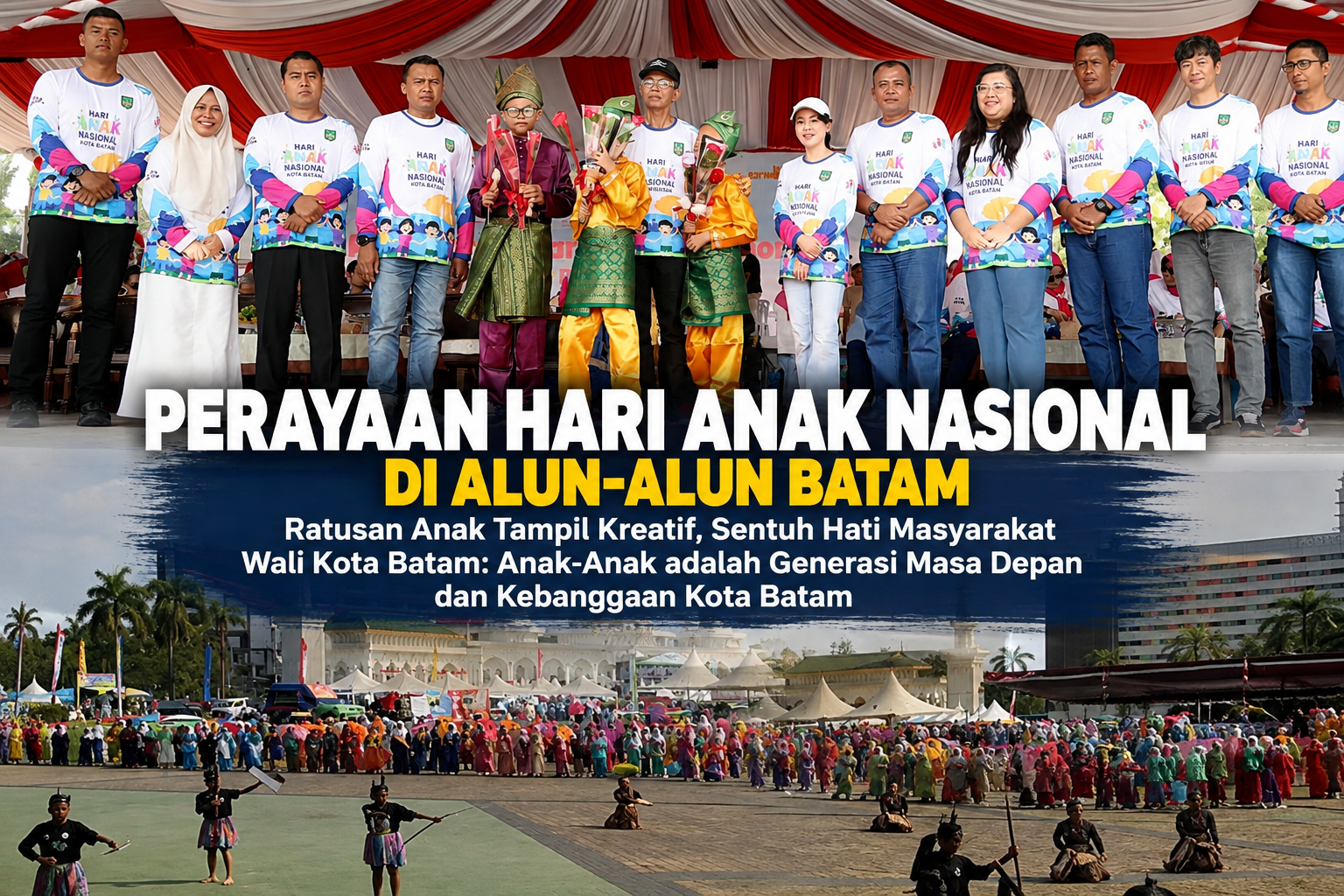 Ratusan Anak Meriahkan Hari Anak Nasional di Alun-Alun Batam, Wali Kota Amsakar Apresiasi Kreativitas Generasi Masa Depan