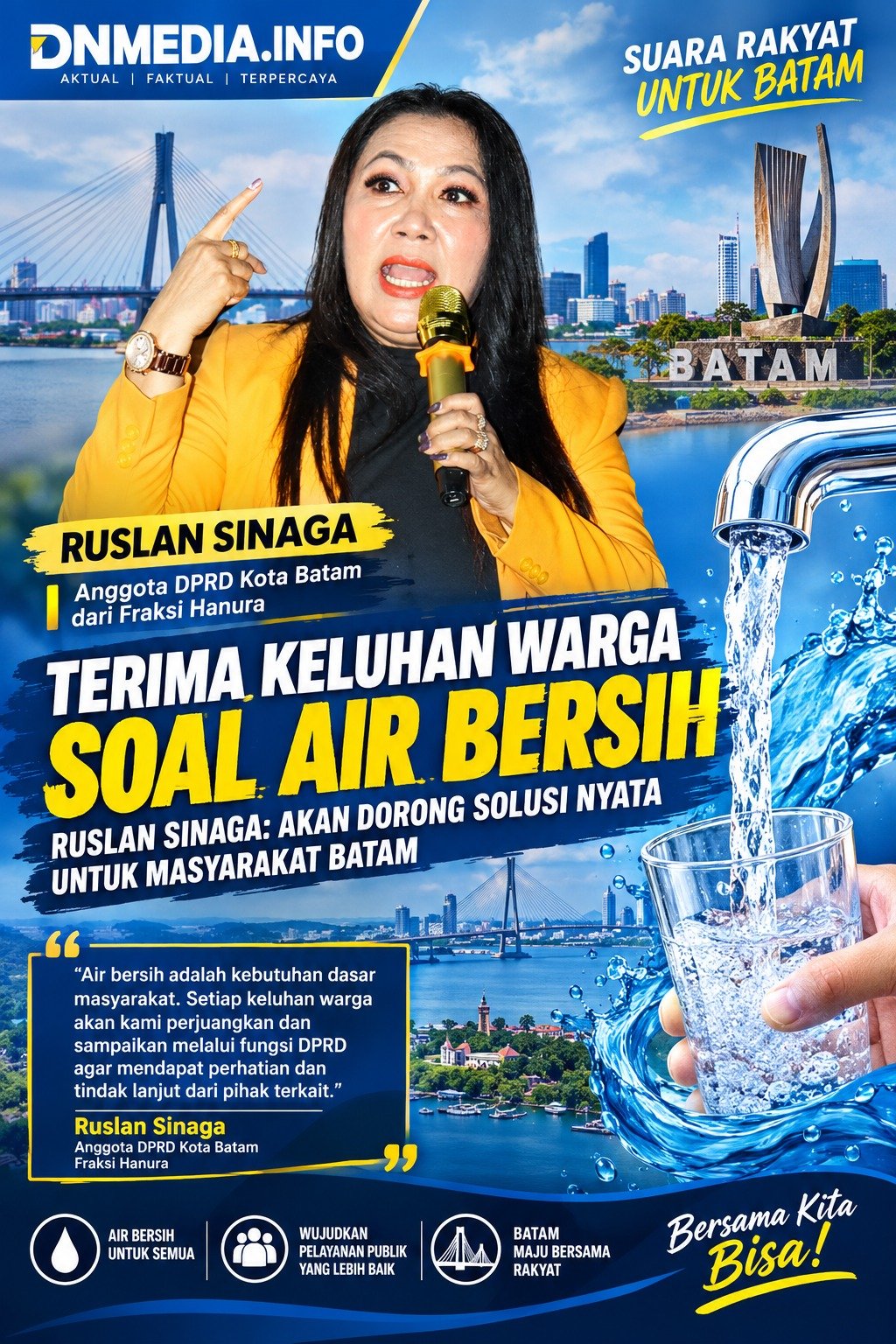 Ruslan Sinaga Terima Keluhan Warga soal Air Bersih, Anggota DPRD Batam dari Fraksi Hanura Dorong Solusi Nyata